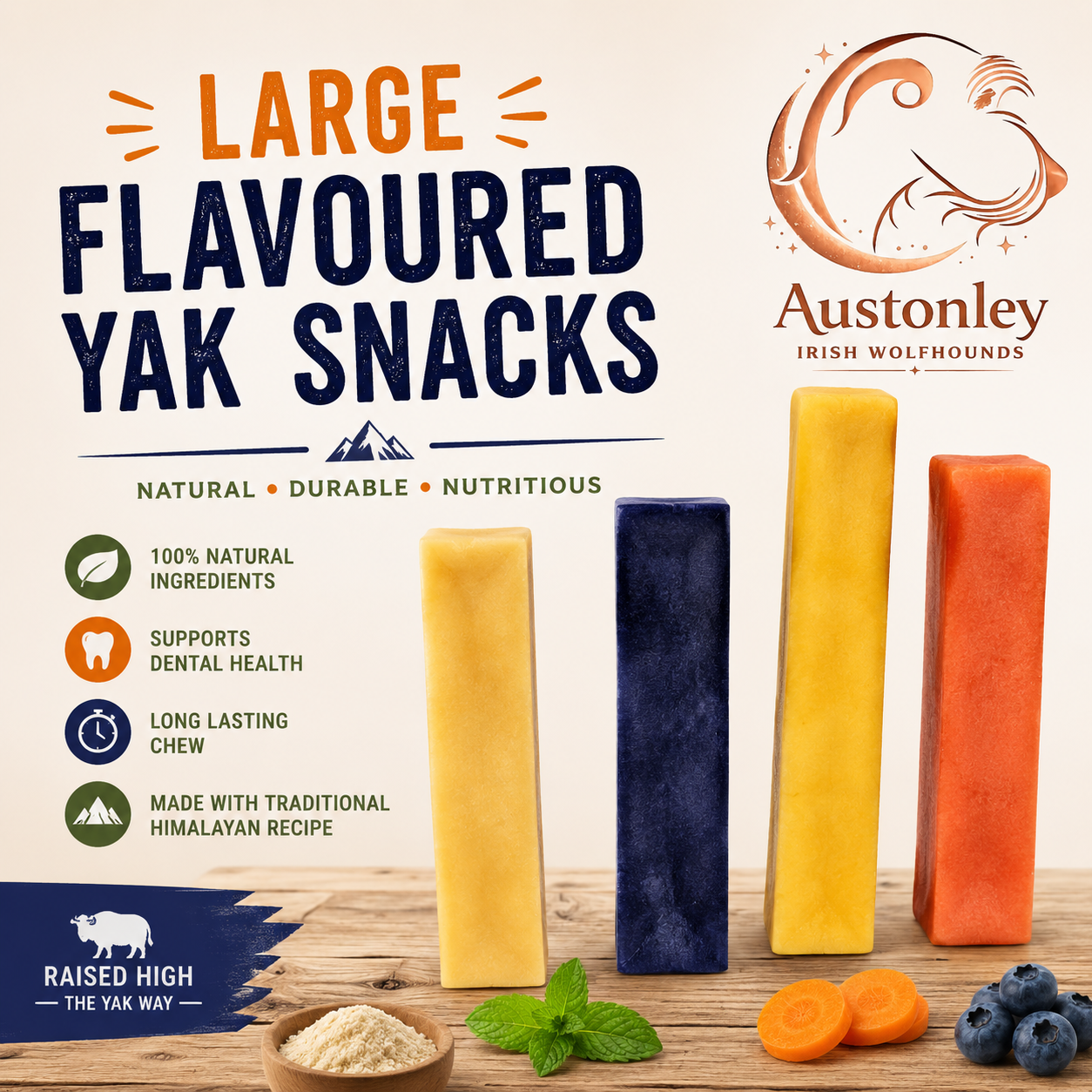 Large Yak Snacks Strawberry Blueberry Apple Peanut Butter